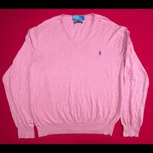 Ralph Lauren v neck pink sweater mens large
